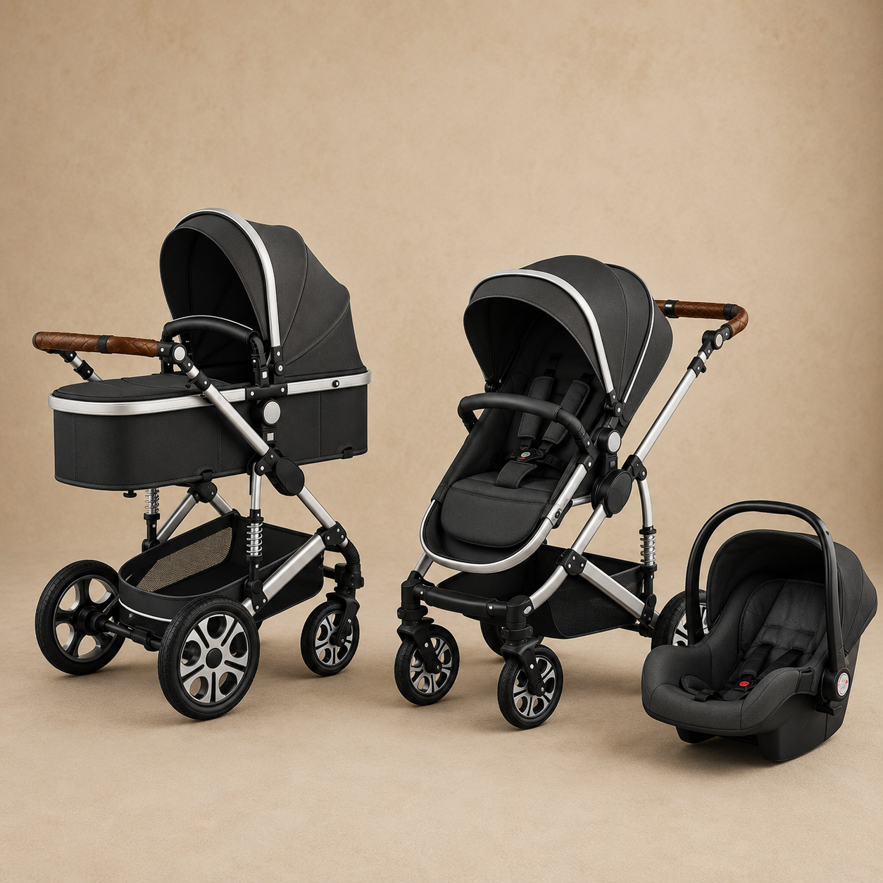 Luxe 3-in-1 Kinderwagen Donkergrijs